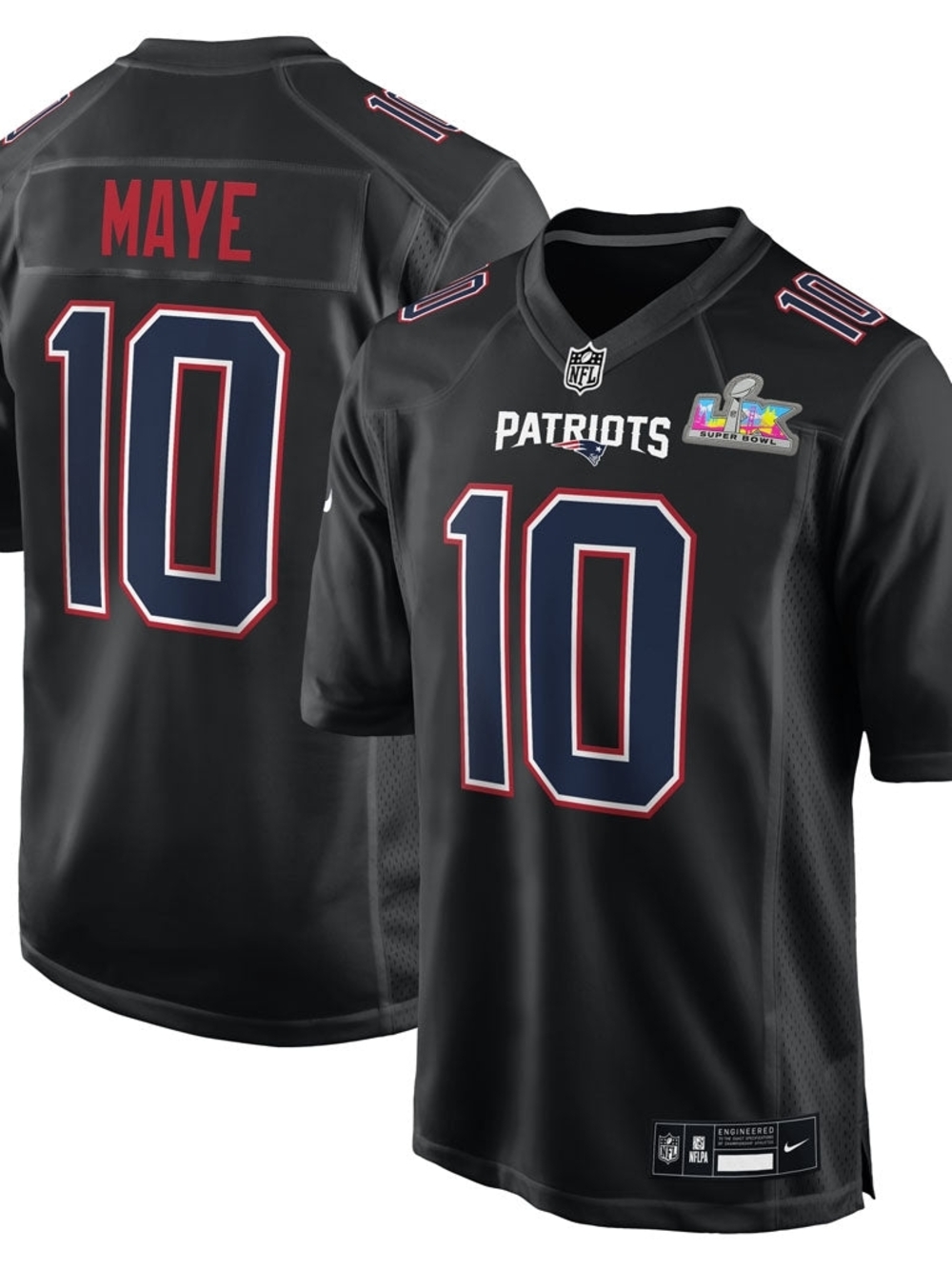 Superbowl LX Patriots #10 Maye Black Jersey NWOT